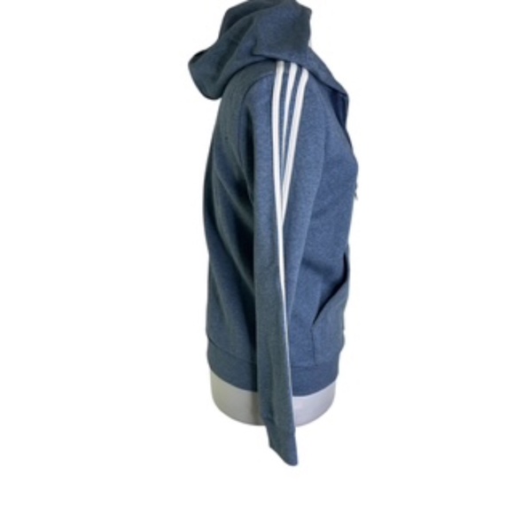 NWT Adidas Full Zip Hoodie Warmup Blue Heather White Stripe Jacket Size L - Picture 5 of 9